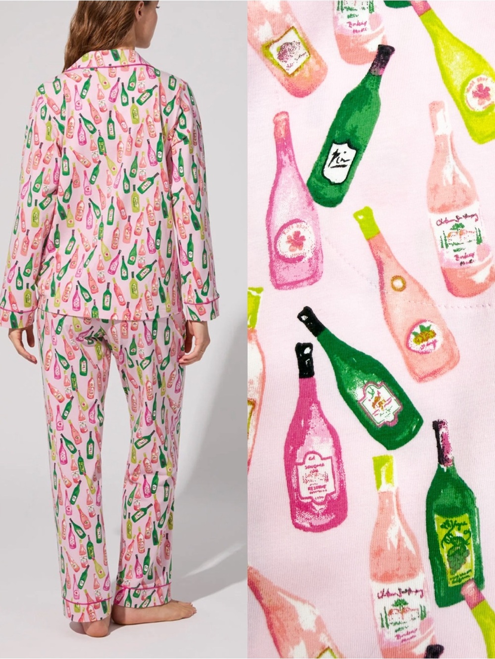 BedHead BedHead Pajamas Wine Tour Long Sleeve Classic Stretch Jersey PJ Set Two - Picture 2 of 16